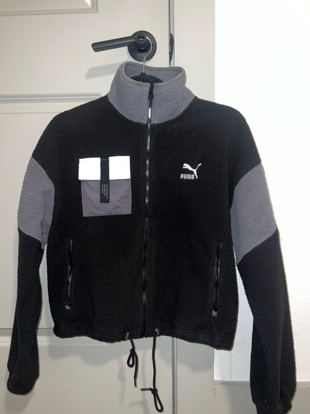 Puma Black & Gray Sherpa Full-Zip Jacket